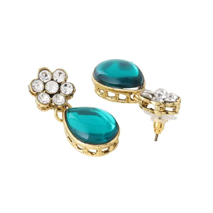 Earrings Yellow Chimes Yellow Chimes Jewellery Set for Women Multilayer Beads with Green Studded Neckalce Set with Earrings for Women and Girls
