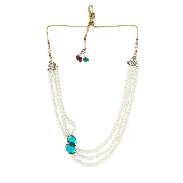 Earrings Yellow Chimes Yellow Chimes Jewellery Set for Women Multilayer Beads with Green Studded Neckalce Set with Earrings for Women and Girls