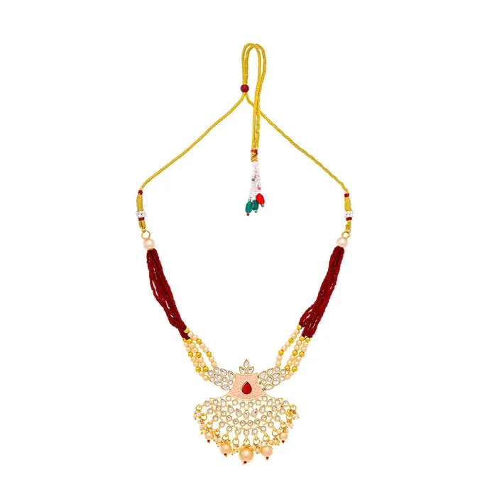 Earrings Yellow Chimes Yellow Chimes Jewellery Set for Women Traditional Red Kundan Beads Choker Necklace Set Ethnic Gold Plated Choker Set for Girls Birthday Gift for Girls Women Anniversary Gift for Wife