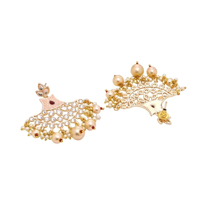 Earrings Yellow Chimes Yellow Chimes Jewellery Set for Women Traditional Red Kundan Beads Choker Necklace Set Ethnic Gold Plated Choker Set for Girls Birthday Gift for Girls Women Anniversary Gift for Wife