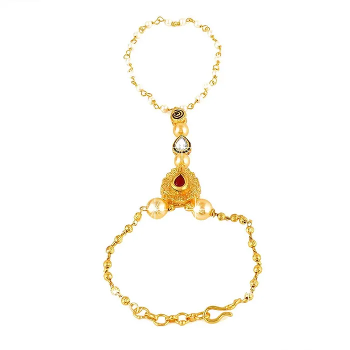Earrings Yellow Chimes Yellow Chimes Kundan Studded Pearl Gold Plated Hathphool Ring Bracelet for Women and Girls Earrings Yellow Chimes Yellow Chimes Kundan Studded Pearl Gold Plated Hathphool Ring Bracelet for Women and Girls