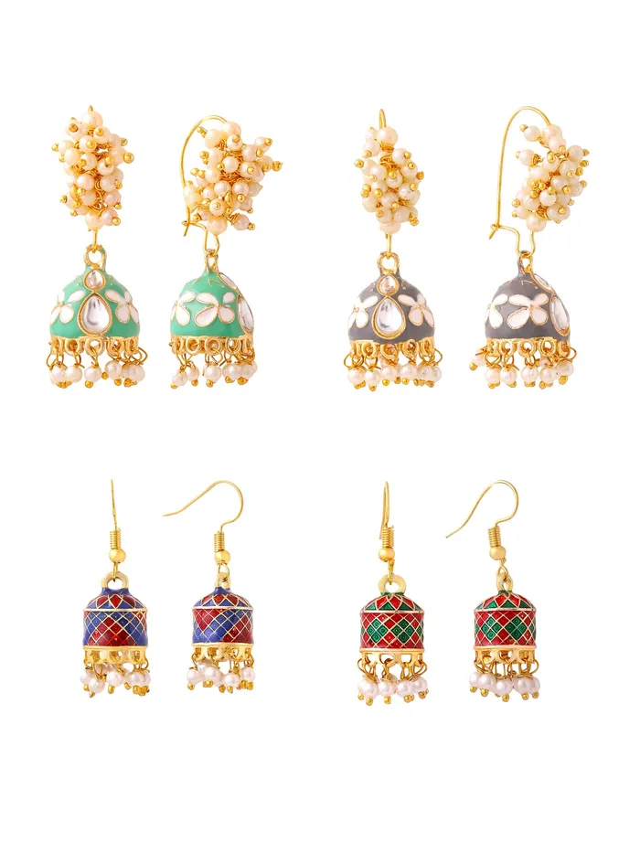 Earrings Yellow Chimes Yellow Chimes Meenakari Jhumka Earrings for Women Traditional Jhumki Earrings Set for Girls Combo of 4 Pairs Jhumkas Ethnic Gold Plated Women Earrings Birthday Gift For Girls Earrings Yellow Chimes Yellow Chimes Meenakari Jhumka Earrings for Women Traditional Jhumki Earrings Set for Girls Combo of 4 Pairs Jhumkas Ethnic Gold Plated Women Earrings Birthday Gift For Girls