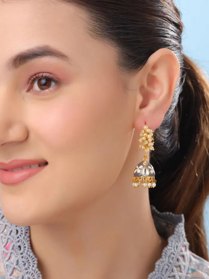 Earrings Yellow Chimes Yellow Chimes Meenakari Jhumka Earrings for Women Traditional Jhumki Earrings Set for Girls Combo of 4 Pairs Jhumkas Ethnic Gold Plated Women Earrings Birthday Gift For Girls