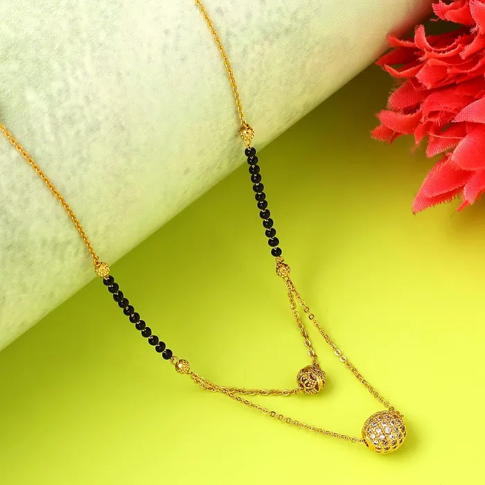 Earrings Yellow Chimes Yellow Chimes Nekclace for Women Gold Toned Crystal Studded Dual Ball Charm and Beads Chain Designed Necklace for Women and Girls