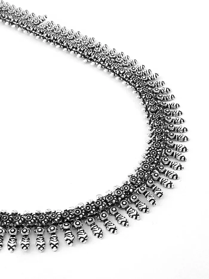 Earrings Yellow Chimes Yellow Chimes Oxidised Necklace Set Silver Kolhapuri Necklace Traditional Necklace Set For Women Girls