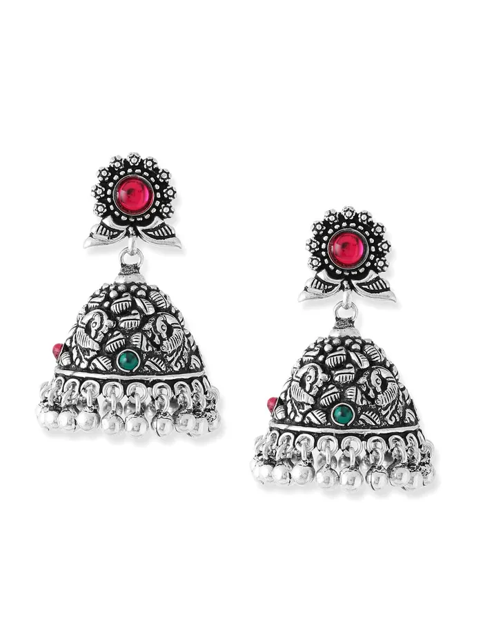 Earrings Yellow Chimes Yellow Chimes Oxidised Silver Jhumki Earrings For Women Silver Oxidised Jhumka Traditional Kolhapuri Jhumka Earrings For Women and Girls Earrings Yellow Chimes Yellow Chimes Oxidised Silver Jhumki Earrings For Women Silver Oxidised Jhumka Traditional Kolhapuri Jhumka Earrings For Women and Girls