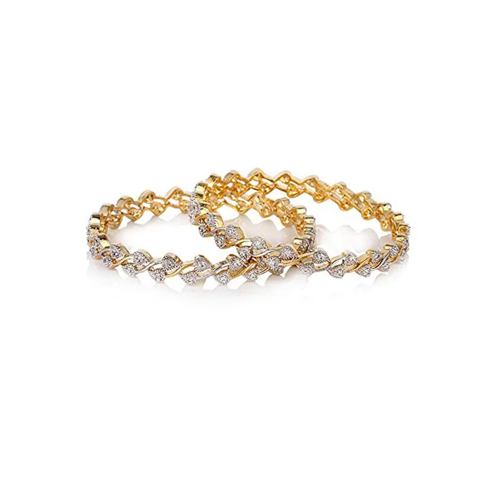 Earrings Yellow Chimes Yellow Chimes Pair of 2 Pcs Exclusive Bestselling Floral American AAA Crystal Traditional Bangles for Women