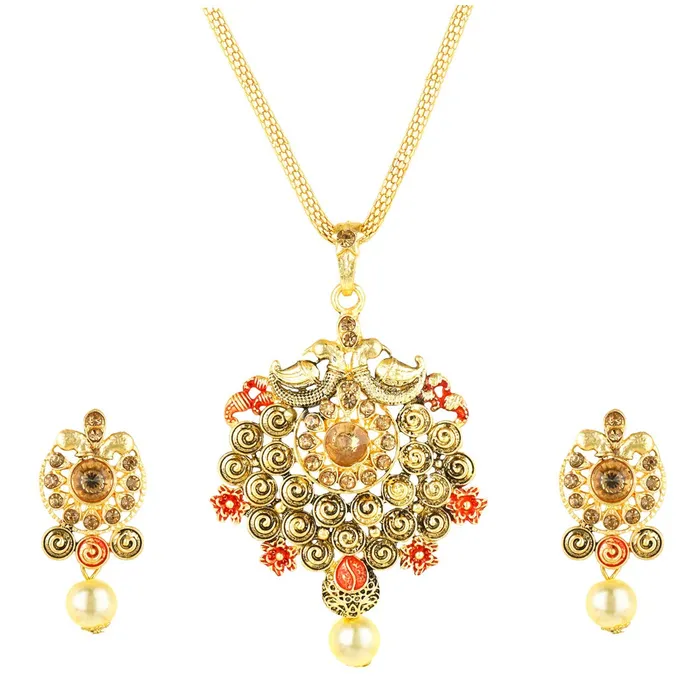Earrings Yellow Chimes Yellow Chimes Peacock Design Kundan Studded Meenakari Work Gold Plated Jewellery Pendant Set for Women and Girls Earrings Yellow Chimes Yellow Chimes Peacock Design Kundan Studded Meenakari Work Gold Plated Jewellery Pendant Set for Women and Girls