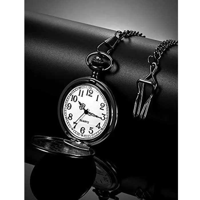 Earrings Yellow Chimes Yellow Chimes Pendant for Men Black Men Pendant Pocket Watch Pendant with Chain for Son Unique Memorable Gift for Son Stainless Steel Clock for Men and Boys