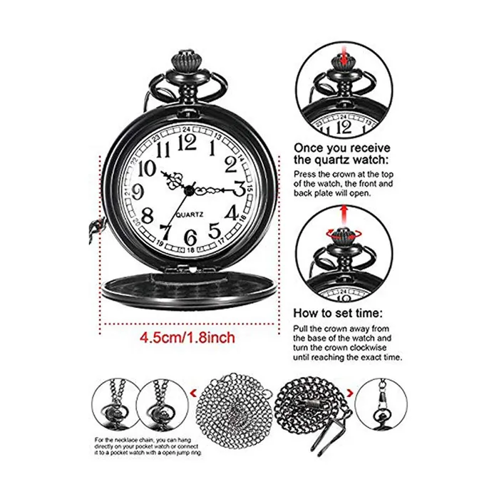 Earrings Yellow Chimes Yellow Chimes Pendant for Men Black Men Pendant Pocket Watch Pendant with Chain for Son Unique Memorable Gift for Son Stainless Steel Clock for Men and Boys