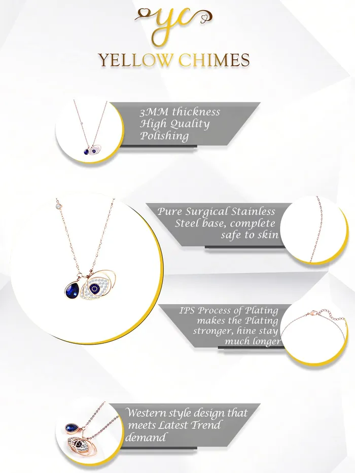 Earrings Yellow Chimes Yellow Chimes Pendant for Women Pendant With Rose Gold Plated Stainless Steel Chain Pendant Necklace for Women and Girls NK 2