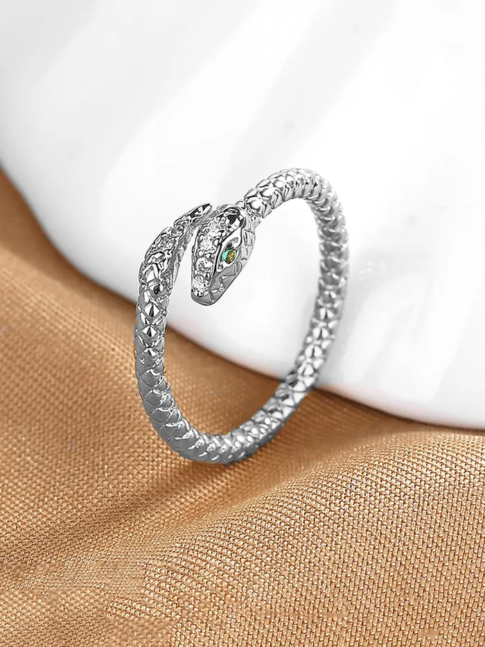 Earrings Yellow Chimes Yellow Chimes Rings for Women Girls Crystal Ring for Girls Snake Designed Silver Tone Crystal Adjustable Finger Ring for WomenBirthday Gift For girls women Anniversary Gift for Wife