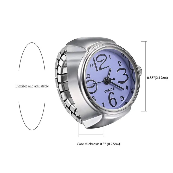 Earrings Yellow Chimes Yellow Chimes Rings for Women Stainless Steel Purple Dial Analog Watch Ring Stretchable Ring Watch for Women and Girls