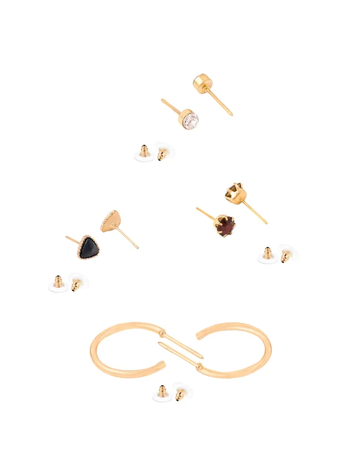 Earrings Yellow Chimes Yellow Chimes Stud Earrings for Women Fashion Gold Geometric Shaped Earrings for Girls Combo of 12 Pairs Stud Hoop Earrings Set Chic Reverie Birthday Anniversary Gift For Girls Women