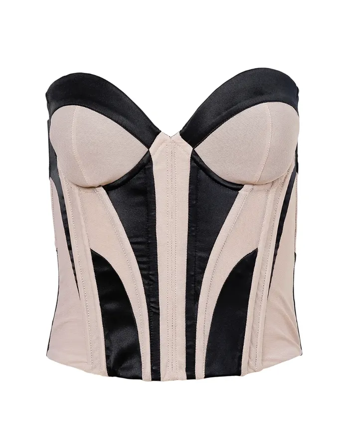 Fleur Du Mal Earrings SILK MESH BUSTIER TOP