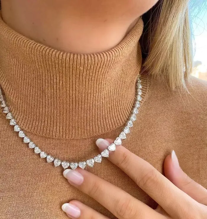 Get Signatured Necklaces Heart Shaped Tennis Necklace
