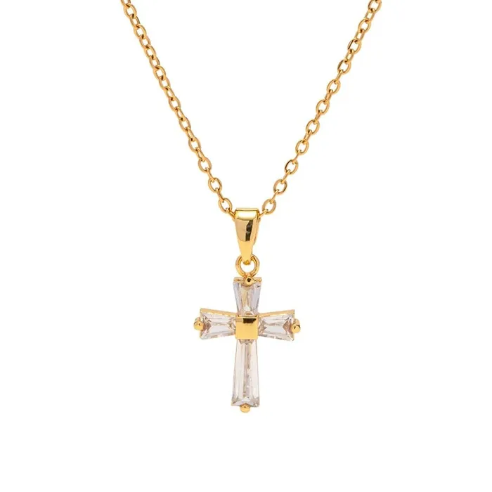Get Signatured Zircon Cross Pendant Necklaces