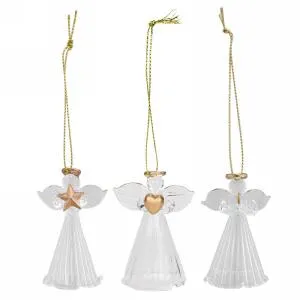 Glass Angel Ornament Assorted Attitudes Import Necklaces