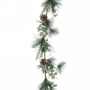 Green Foliage Garland wWhite Balls Candlewick Gift Shop Rings