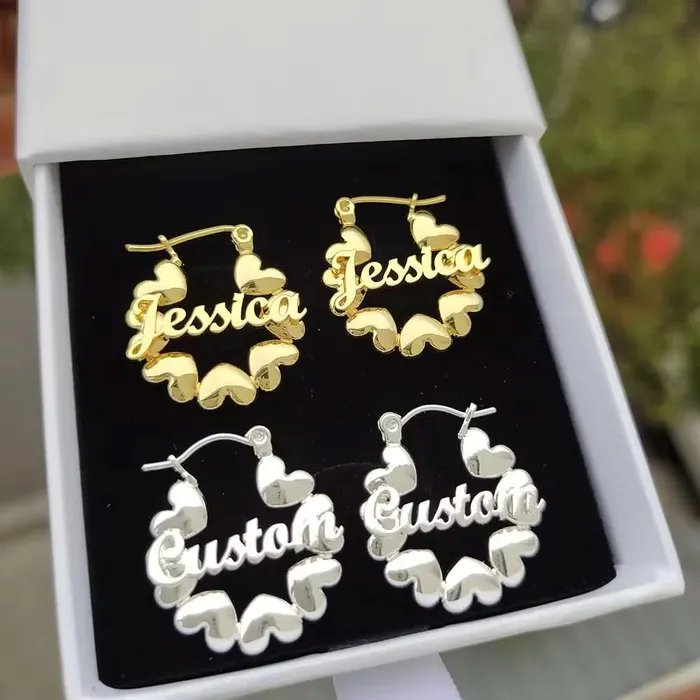 Heart Hoop Name Earrings Get Signatured Earrings