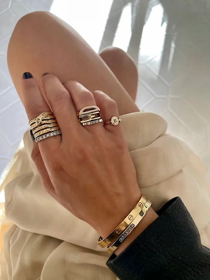 Helena Rose Rings Chunky Initial Diamond Ring Helena Rose Rings Chunky Initial Diamond Ring