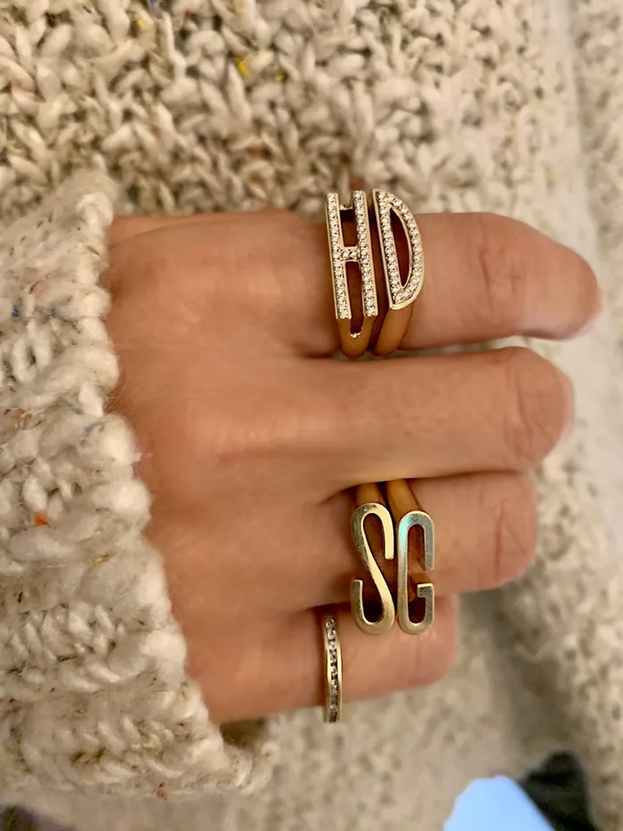 Helena Rose Rings Chunky Initial Diamond Ring Helena Rose Rings Chunky Initial Diamond Ring