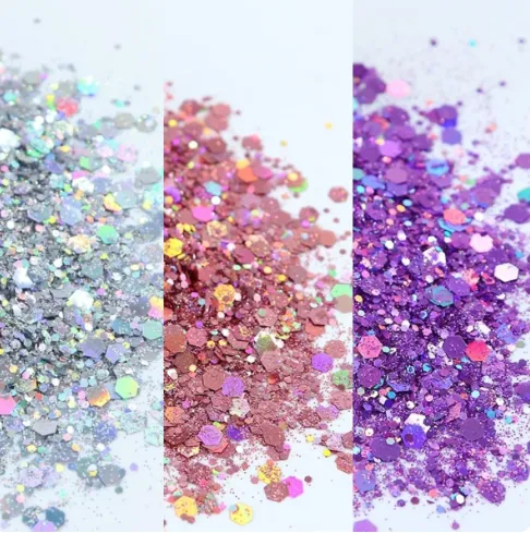 Holographic Mixed Hexagon Shape Glitter Resinarthub Earrings