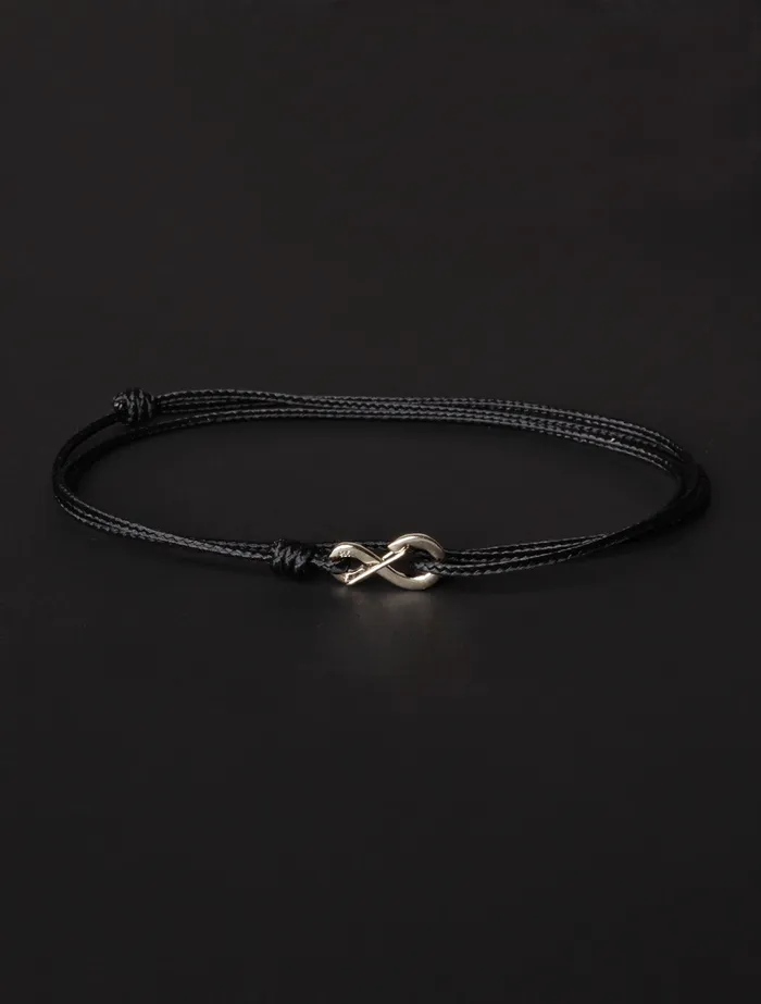 Infinity Bracelet Black cord mens bracelet with silver clasp We Are All Smith Bracelets