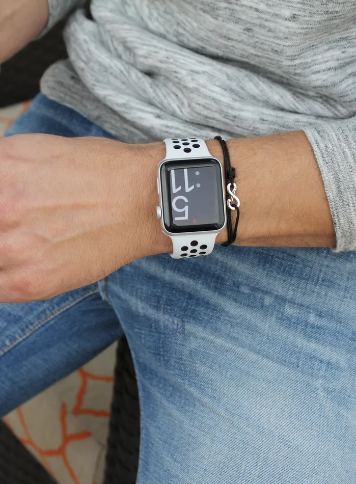 Infinity Bracelet Black cord mens bracelet with silver clasp We Are All Smith Bracelets