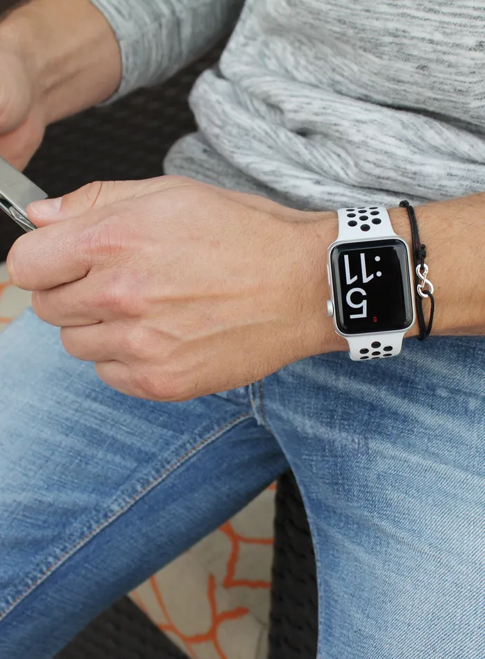 Infinity Bracelet Black cord mens bracelet with silver clasp We Are All Smith Bracelets