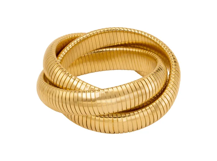 Janis Savitt Bracelets High Polished Gold Triple Cobra Bracelet