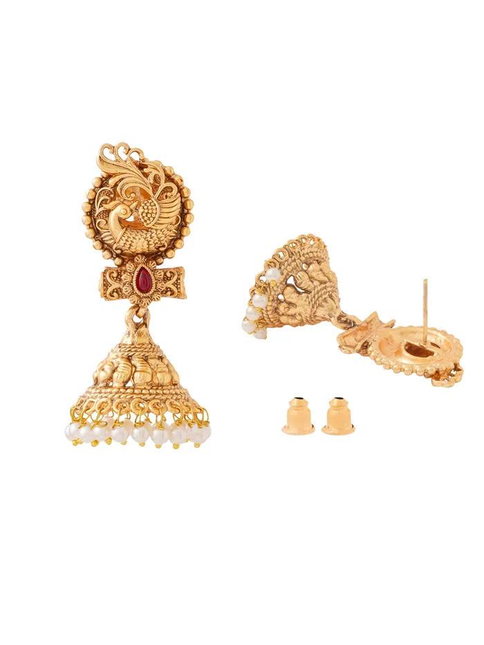 Jhumka Earrings Traditional Gold Plated Design 5cm x 2cm Elegant Gold for Women Yellow Chimes Bracelets
