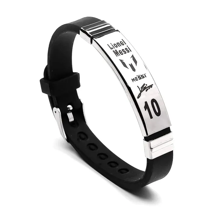 Kairangi Bracelets for Men Boys Silicone Bracelet Stainless Steel Wristbands LIONEL MESSI Engraved Signature Bracelets Birthday Gift for Men Boys Anniversary Gift for Husband Kairangi Earrings