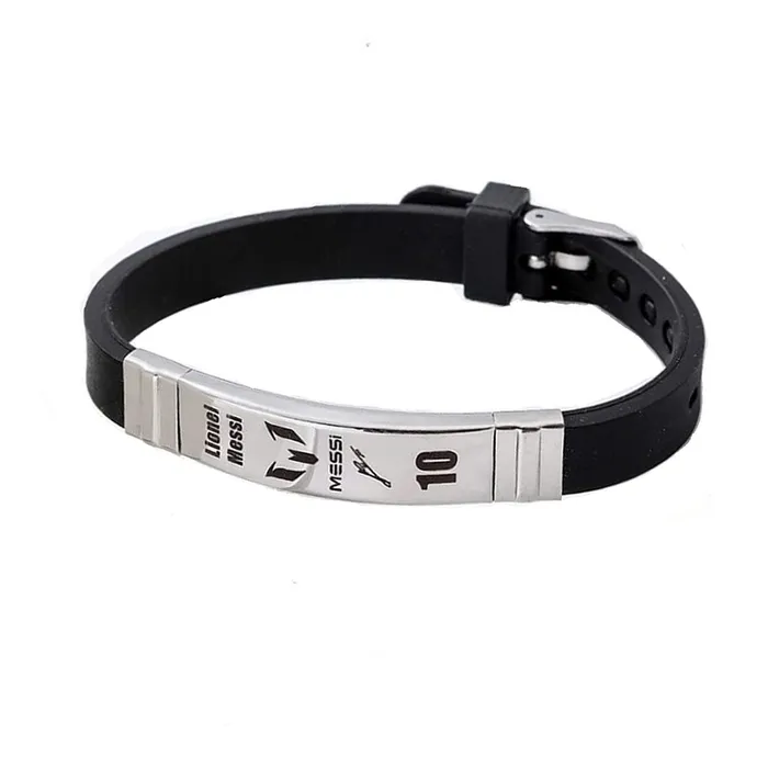 Kairangi Bracelets for Men Boys Silicone Bracelet Stainless Steel Wristbands LIONEL MESSI Engraved Signature Bracelets Birthday Gift for Men Boys Anniversary Gift for Husband Kairangi Earrings