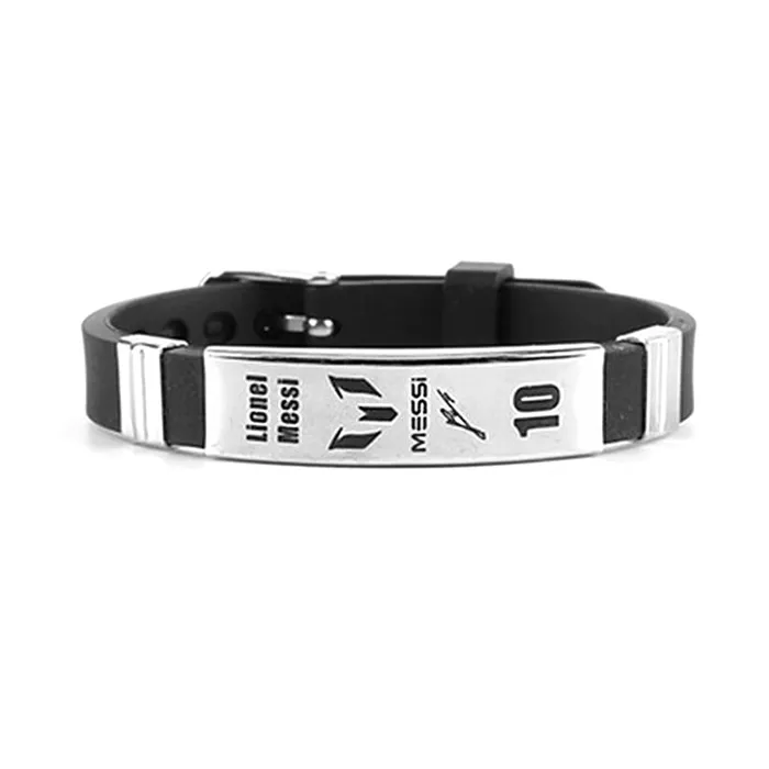 Kairangi Bracelets for Men Boys Silicone Bracelet Stainless Steel Wristbands LIONEL MESSI Engraved Signature Bracelets Birthday Gift for Men Boys Anniversary Gift for Husband Kairangi Earrings
