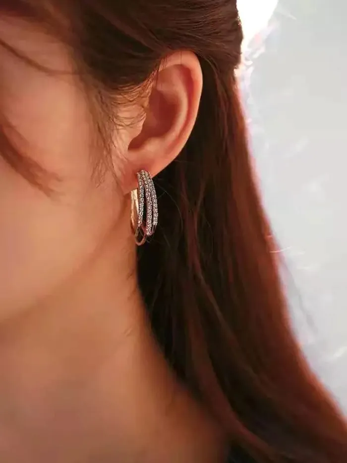 Kairangi Earrings for Women and Girls Hoop Earrings for Girls Silver Toned Crystal Studded Hoop Earrings Birthday Gift for girls and women Anniversary Gift for Wife Kairangi Earrings