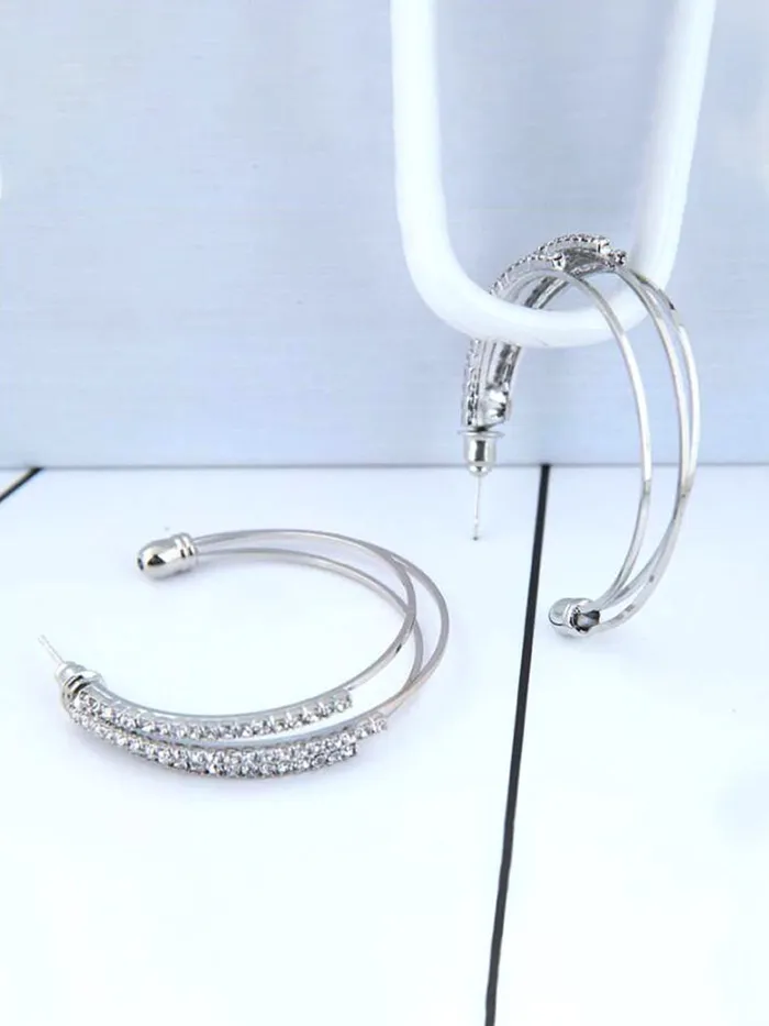 Kairangi Earrings for Women and Girls Hoop Earrings for Girls Silver Toned Crystal Studded Hoop Earrings Birthday Gift for girls and women Anniversary Gift for Wife Kairangi Earrings