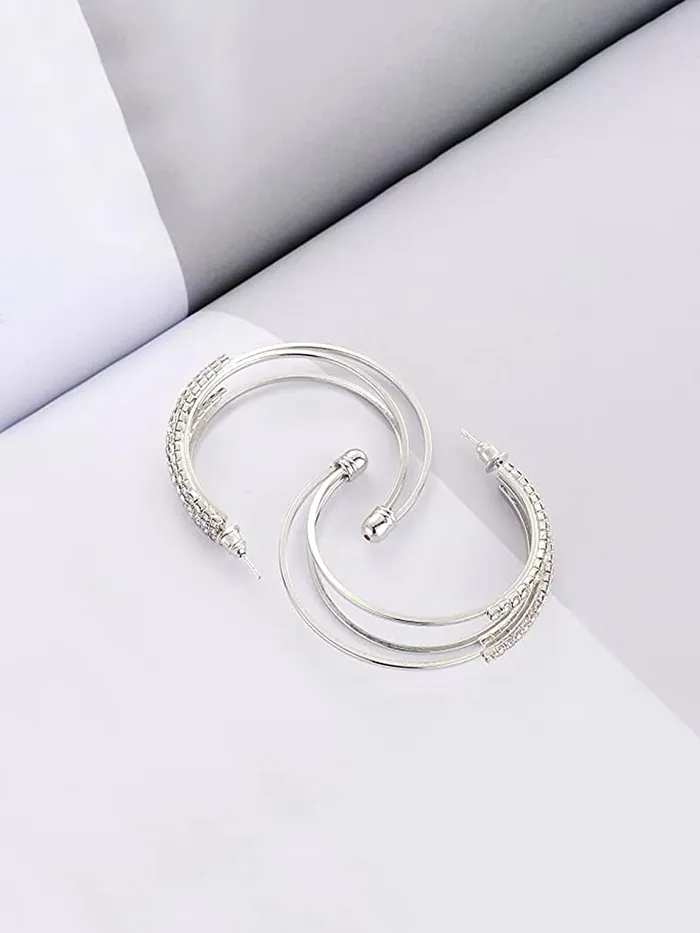 Kairangi Earrings for Women and Girls Hoop Earrings for Girls Silver Toned Crystal Studded Hoop Earrings Birthday Gift for girls and women Anniversary Gift for Wife Kairangi Earrings