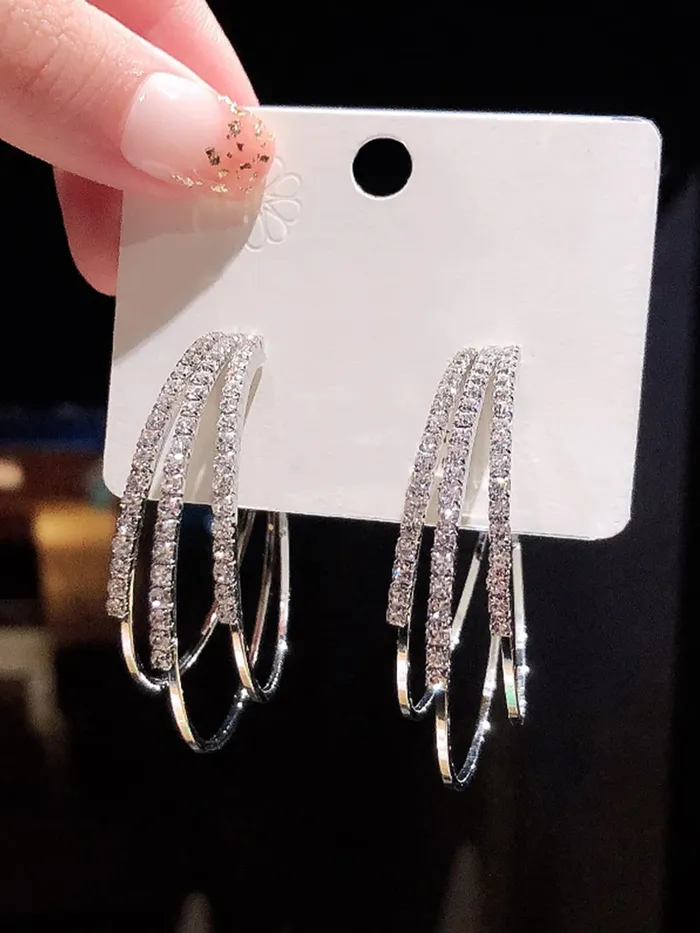 Kairangi Earrings for Women and Girls Hoop Earrings for Girls Silver Toned Crystal Studded Hoop Earrings Birthday Gift for girls and women Anniversary Gift for Wife Kairangi Earrings