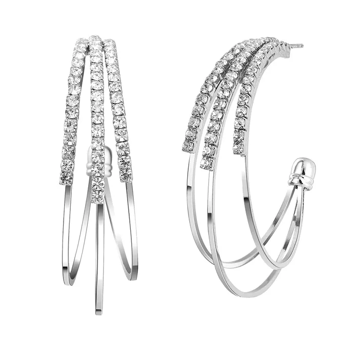 Kairangi Earrings for Women and Girls Hoop Earrings for Girls Silver Toned Crystal Studded Hoop Earrings Birthday Gift for girls and women Anniversary Gift for Wife Kairangi Earrings