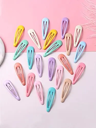Kairangi Hair Clips for Girls Kids Hair Clip Hair Accessories for Girls Babys 30 Pcs Multicolor Snap Hair Clips Light Colors Tic Tac Clips Hairclips for kids Baby Teens Toddlers Yellow Chimes Necklaces