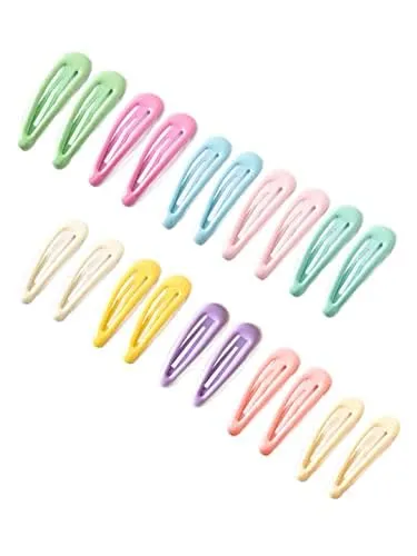 Kairangi Hair Clips for Girls Kids Hair Clip Hair Accessories for Girls Babys 30 Pcs Multicolor Snap Hair Clips Light Colors Tic Tac Clips Hairclips for kids Baby Teens Toddlers Yellow Chimes Necklaces