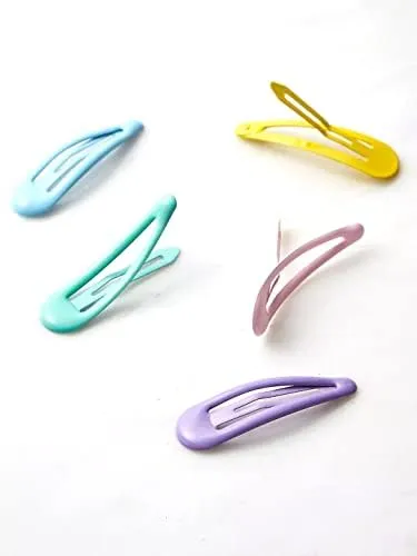 Kairangi Hair Clips for Girls Kids Hair Clip Hair Accessories for Girls Babys 30 Pcs Multicolor Snap Hair Clips Light Colors Tic Tac Clips Hairclips for kids Baby Teens Toddlers Yellow Chimes Necklaces