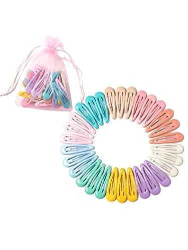 Kairangi Hair Clips for Girls Kids Hair Clip Hair Accessories for Girls Babys 30 Pcs Multicolor Snap Hair Clips Light Colors Tic Tac Clips Hairclips for kids Baby Teens Toddlers Yellow Chimes Necklaces