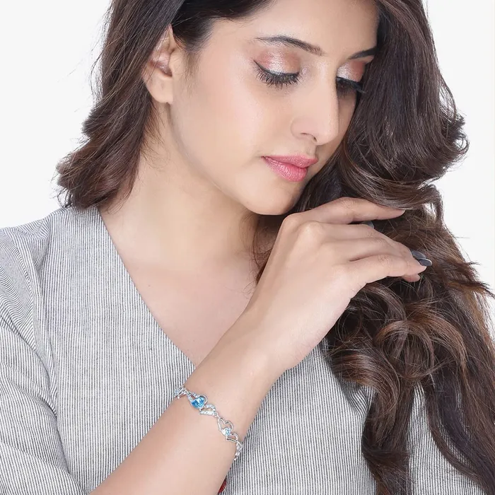 Kairangi Kairangi Blue Metal Crystal Cz Charm Bracelet for Women Bracelets