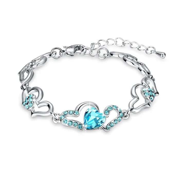 Kairangi Kairangi Blue Metal Crystal Cz Charm Bracelet for Women Bracelets
