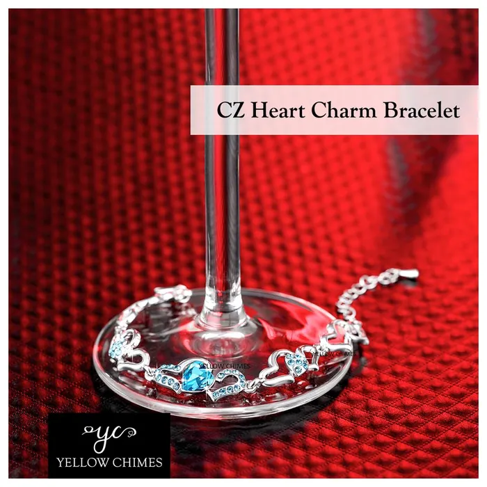 Kairangi Kairangi Blue Metal Crystal Cz Charm Bracelet for Women Bracelets