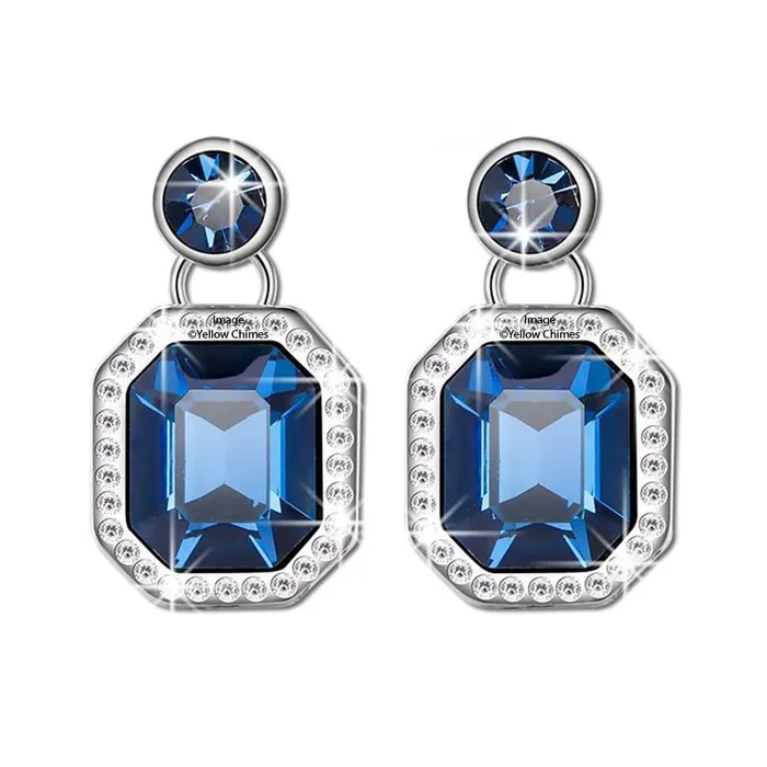 Kairangi Kairangi Drop Earrings for Women Silver Plated Classic Crystal Blue Drop Earrings for Women and Girls Earrings Kairangi Kairangi Drop Earrings for Women Silver Plated Classic Crystal Blue Drop Earrings for Women and Girls Earrings