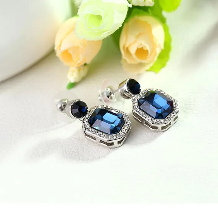 Kairangi Kairangi Drop Earrings for Women Silver Plated Classic Crystal Blue Drop Earrings for Women and Girls Earrings