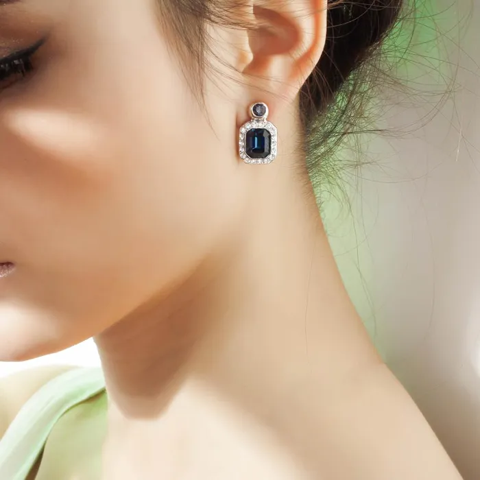 Kairangi Kairangi Drop Earrings for Women Silver Plated Classic Crystal Blue Drop Earrings for Women and Girls Earrings